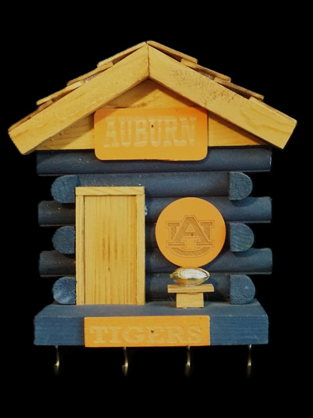 Auburn University Key Holder Navy Cabin with Orange Wood and Football Accents